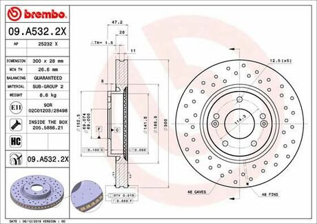 Гальмівні диски BREMBO 09.A532.2X (фото 1)