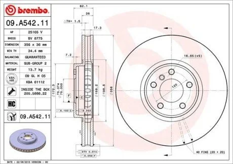 Гальмiвний диск BREMBO 09.A542.11
