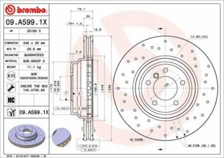 Тормозные диски BREMBO 09.A599.1X