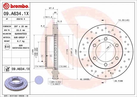 Tarcza ham. TOYOTA BREMBO 09A6341X