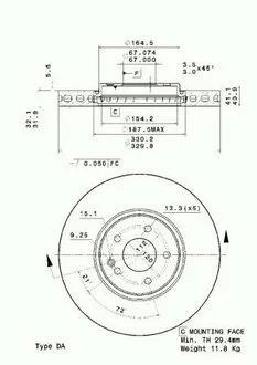 Тормозной диск Painted disk BREMBO 09.A726.11