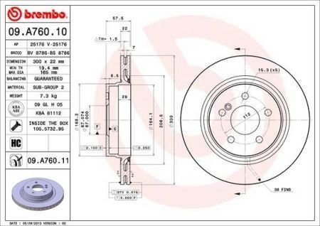 Гальмівний диск BREMBO 09.A760.11 (фото 1)