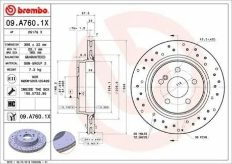 Тормозные диски BREMBO 09.A760.1X