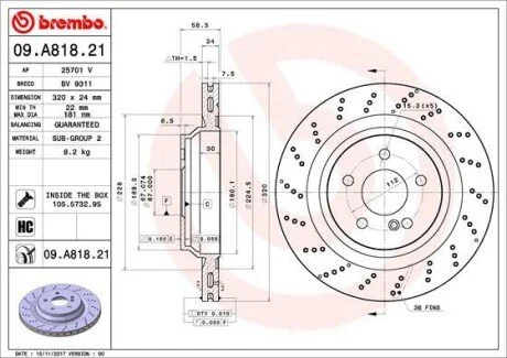 Диск гальмівний BREMBO 09A81821