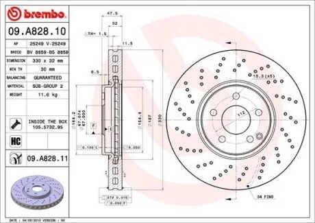 Гальмiвний диск BREMBO 09.A828.11