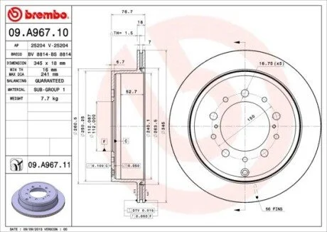 Диск тормозной BREMBO 09.A967.11