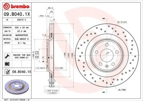 Гальмівні диски BREMBO 09.B040.1X