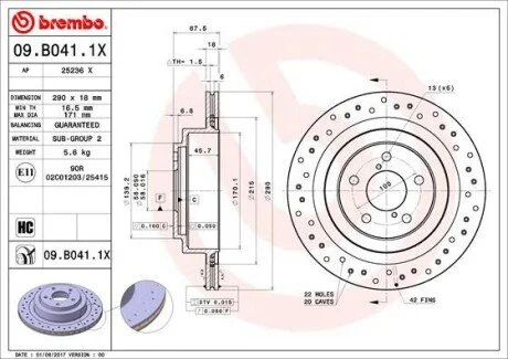 Гальмівні диски BREMBO 09.B041.1X