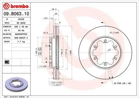 Автозапчасть BREMBO 09B06310