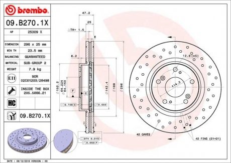 Тормозные диски BREMBO 09.B270.1X