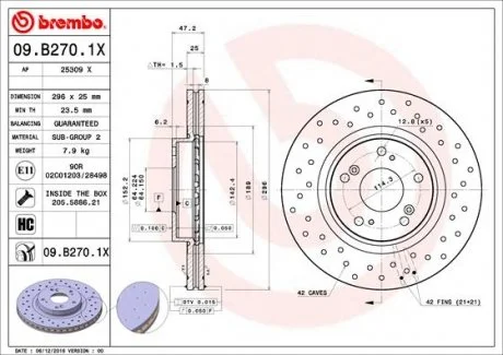 Гальмівні диски BREMBO 09.B270.1X