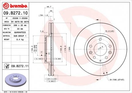 Тормозной диск BREMBO 09.B272.10