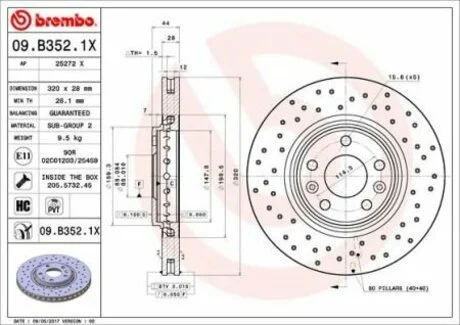 Тормозные диски BREMBO 09.B352.1X