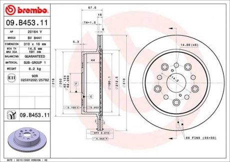 Тормозной диск BREMBO 09.B453.11 (фото 1)
