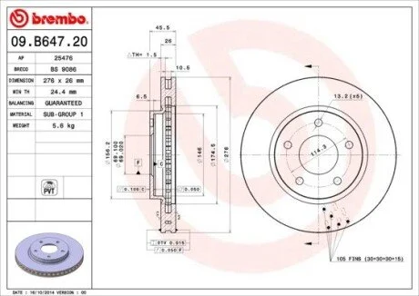 Гальмiвний диск BREMBO 09.B647.21