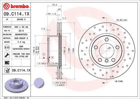 Гальмівний диск BREMBO 09.C114.1X