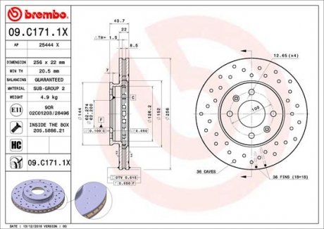 Тормозные диски BREMBO 09.C171.1X