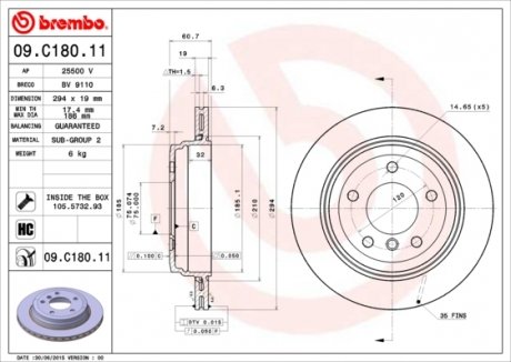Тормозной диск BREMBO 09.C180.11 (фото 1)