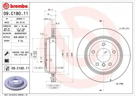 Гальмівний диск BREMBO 09.C180.11