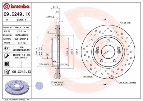 Гальмівні диски BREMBO 09.C249.1X