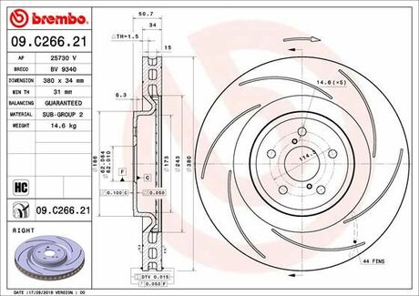 Тормозной диск BREMBO 09.C266.21
