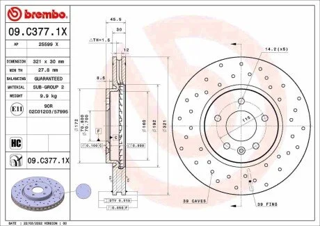 Tarcza ham. BREMBO 09C3771X