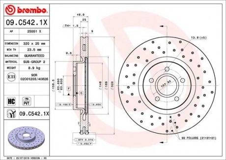 Гальмівні диски BREMBO 09.C542.1X (фото 1)