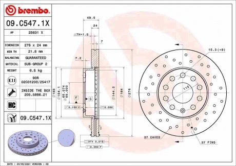 Гальмівні диски BREMBO 09.C547.1X