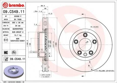 Тормозной диск BREMBO 09.C549.11