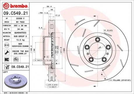 Гальмівний диск BREMBO 09.C549.21