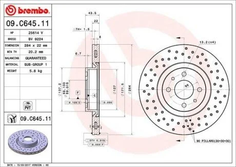 Гальмівні диски 500C / 595C / 695C, BREMBO 09C64511
