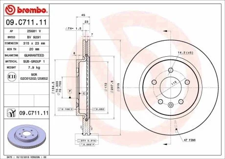 Гальмівний диск BREMBO 09.C711.11
