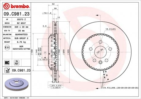 Гальмівний диск BREMBO 09.C981.23