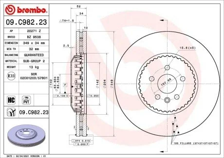 Гальмівний диск BREMBO 09.C982.23