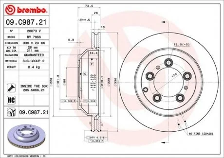 Тормозной диск BREMBO 09.C987.21