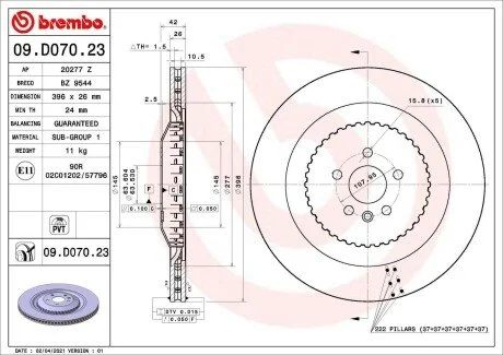 Гальмівний диск BREMBO 09.D070.23