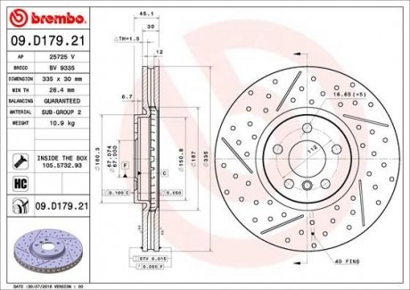 Гальмівний диск BREMBO 09D17921 (фото 1)