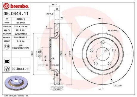 Tarcza ham. WRANGLER III IV BREMBO 09D44411