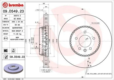 Гальмівний диск BREMBO 09.D549.23