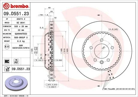 Гальмівний диск BREMBO 09.D551.23