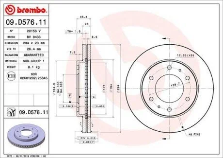 TARCZA HAMULCOWA PRZOD BREMBO 09D57611