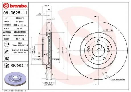 Тормозной диск BREMBO 09.D625.11