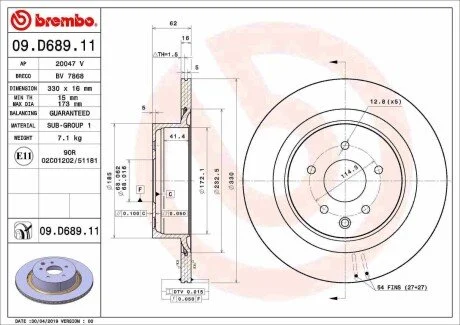 Гальмівний диск BREMBO 09.D689.11