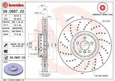Тормозной диск BREMBO 09.D897.23