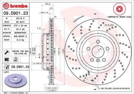 Тормозной диск BREMBO 09.D901.23