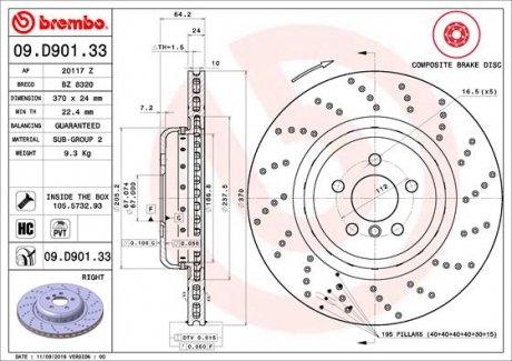 Тормозной диск BREMBO 09.D901.33