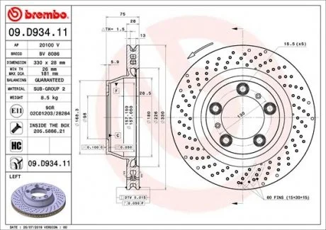 Тормозной диск BREMBO 09.D934.11