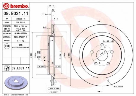 Гальмівний диск BREMBO 09.E031.11