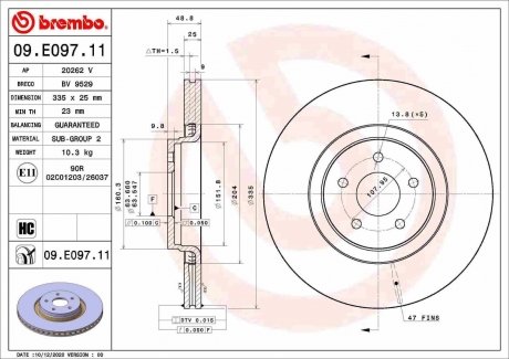 Гальмівний диск BREMBO 09.E097.11 (фото 1)