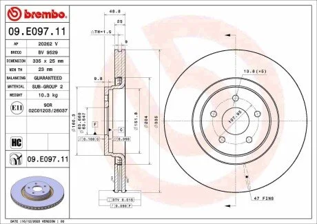 Гальмівний диск BREMBO 09.E097.11